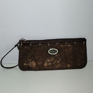 Brown XOXO Clutch / Wristlet